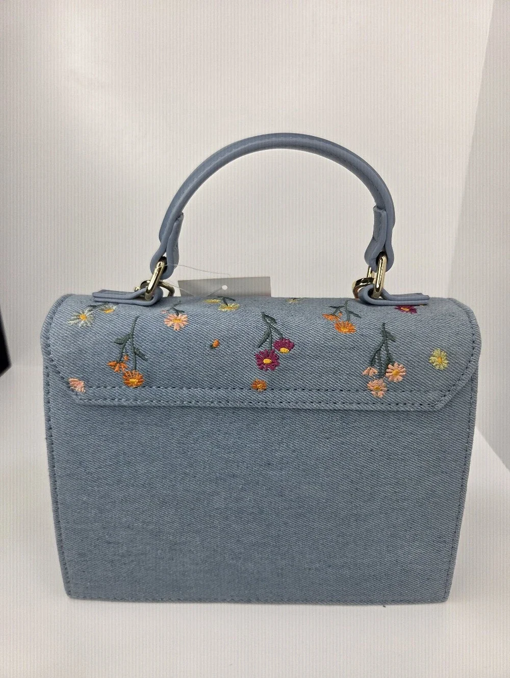 💙▪️Betsey Johnson▪️ Blue Denim Embroidered Top Handle Bag Hot Air Balloon Charm